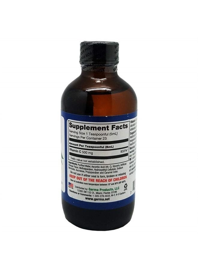 Germa Sugar-Free Liquid Vitamin C. 500 mg. Fast Absorption Dietary Supplement. Immune System Booster. 4 oz / 118ml  - Image 2