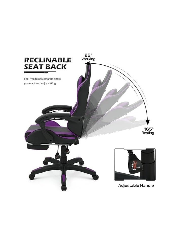 bunca Adjustable gaming chair with headrest, purple from bunca - Image 2