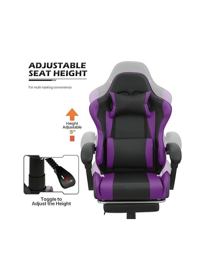 bunca Adjustable gaming chair with headrest, purple from bunca - Image 4