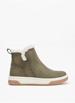 JUNIORS Boys Solid Ankle Length Boots with Zip Closure and Pull Tabs  - Image 3