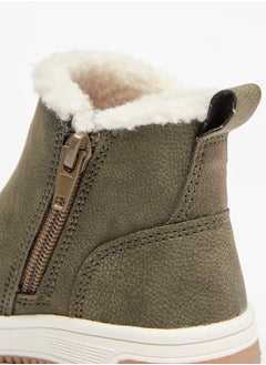 JUNIORS Boys Solid Ankle Length Boots with Zip Closure and Pull Tabs  - Image 5