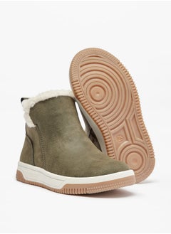 JUNIORS Boys Solid Ankle Length Boots with Zip Closure and Pull Tabs  - Image 4