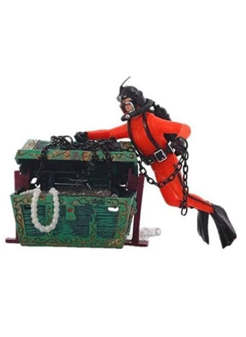 Aquarium Landscaping Pneumatic Fish Tank Decoration Treasure Searching Frogman Diver Treasure Box