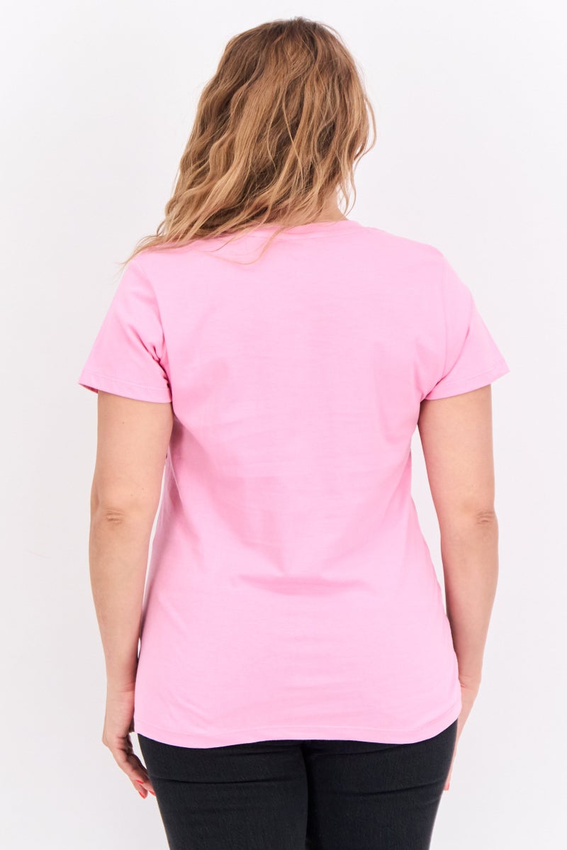 nickelodeon تي شيرت نسائي بأكمام قصيرة وياقة دائرية من غارفيلد، وردي - Image 4