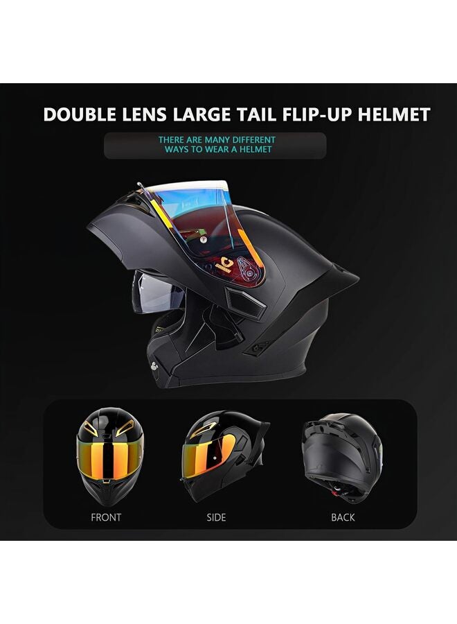 Unisex Adult Flip-Up Motorcycle Helmet, Carbon Fiber, Anti-Fog Visor, Aerodynamic Design, Integrated Bluetooth, DOT Approved (L) - Image 2