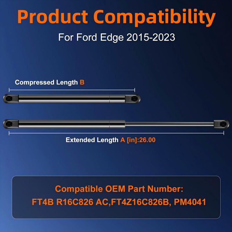 Generic Euplokeer Qty (2) Hood Strut Lift Support Compatible with Ford Edge 2015-2023, Bonnet Shock Strut Replace OE# FT4BR16C826AC  - Image 2