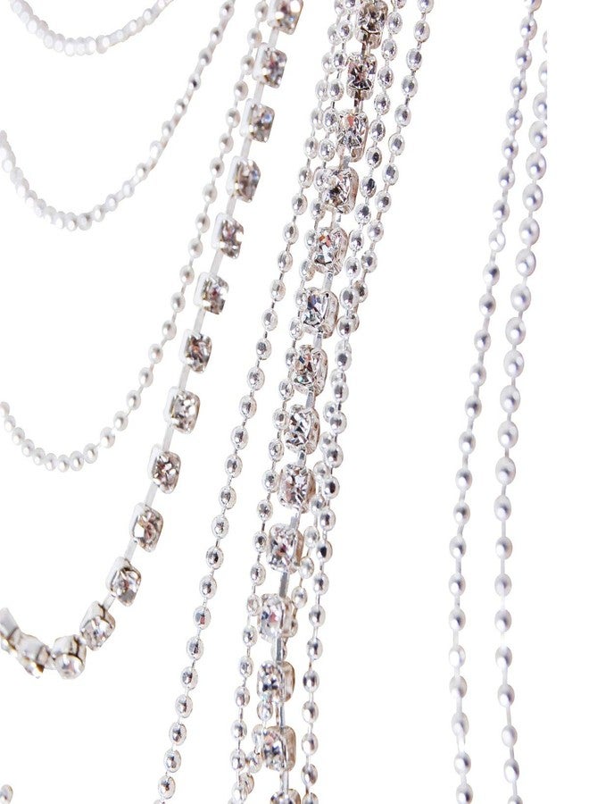 هامبل شيك نيويورك قلادة أنيقة وبسيطة مرصعة بأحجار الراين للنساء - قلادة فضية اللون طويلة متعددة الطبقات للنساء، سلسلة لامعة من الماس الصناعي، مجوهرات عصرية مميزة، لون فضي - Image 5