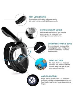Generic Full Face Diving Mask, 180 Degree Panoramic View Snorkeling Mask, Easy Breathing Swimming Snorkeling Mask with Detachable Sports Camera Holder, Anti-Fog, Anti-Leak, Pancreas  - Image 3