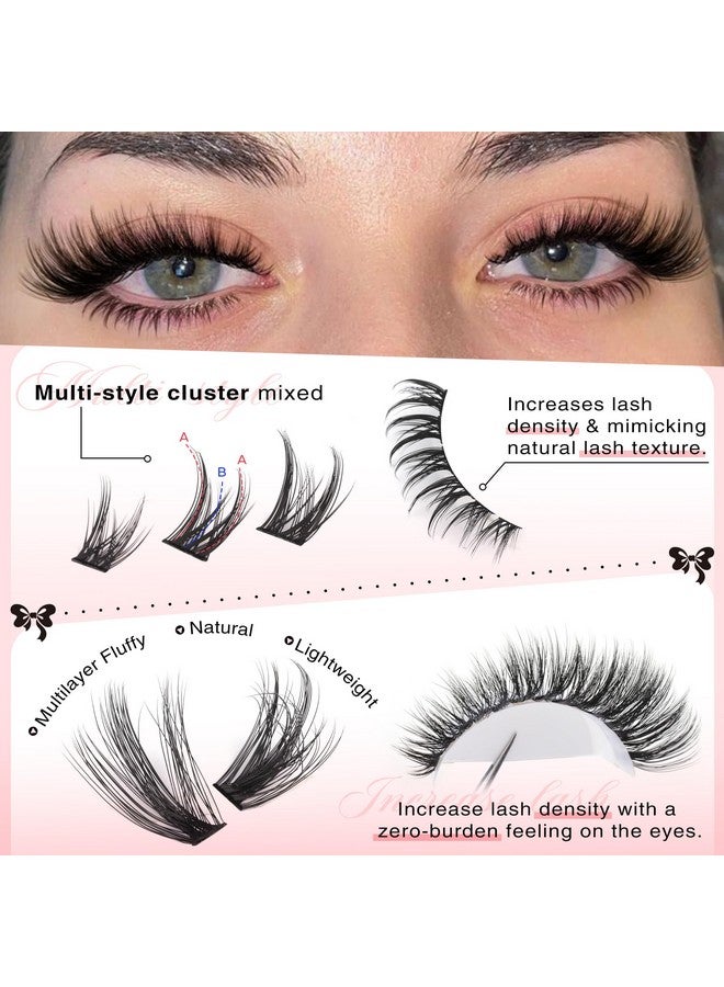 Goddvenus Goddvenus Lash Extension Kit Wispy Lash Clusters Kit Natural C Curl Fluffy Cluster Eyelash Extensions Individual Lashes Kit with Bottom Lash Clusters Waterproof Bond and Seal Tweezers DIY at Home - Image 4