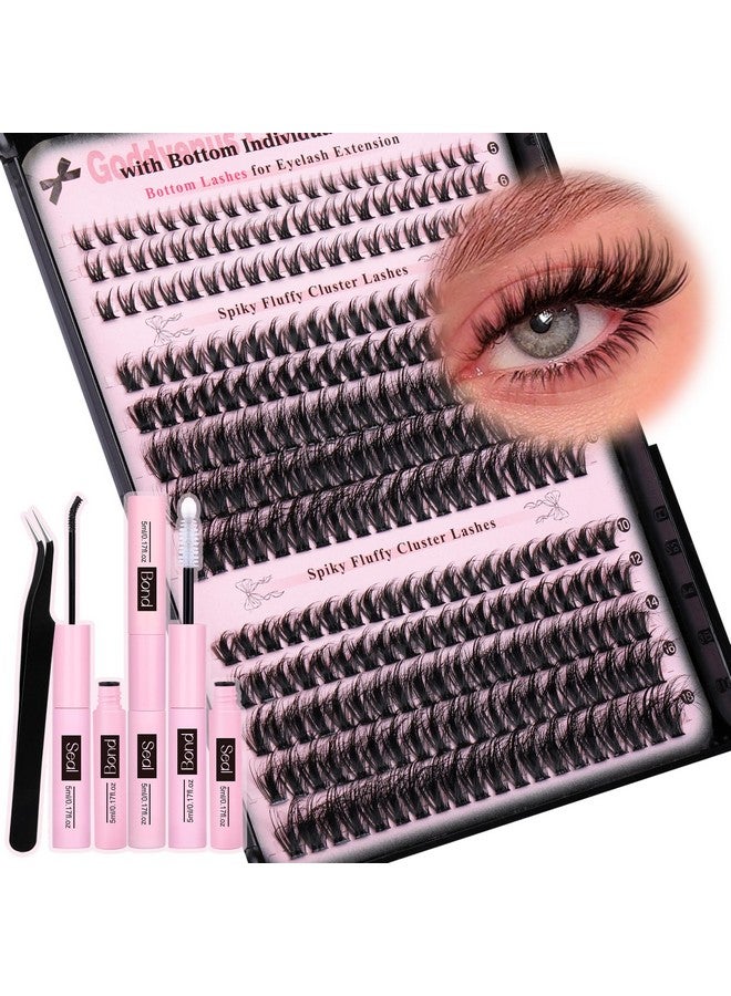 Goddvenus Goddvenus Lash Extension Kit Wispy Lash Clusters Kit Natural C Curl Fluffy Cluster Eyelash Extensions Individual Lashes Kit with Bottom Lash Clusters Waterproof Bond and Seal Tweezers DIY at Home - Image 1