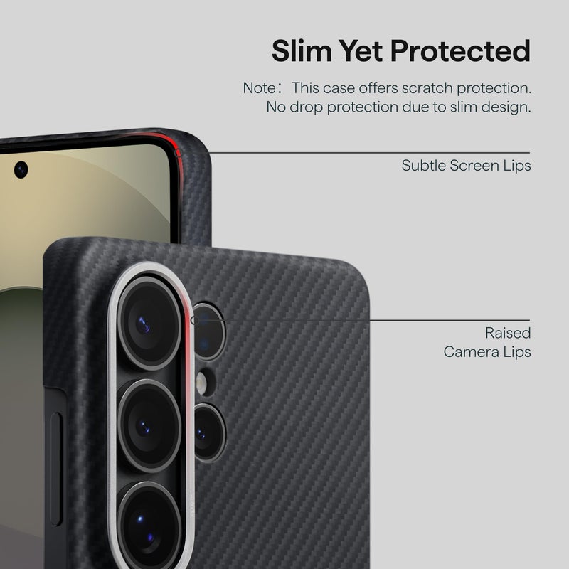 pitaka for S26 Ultra Case, 6.9 Inch, Compatible with MagSafe, Ultra-Slim Samsung Galaxy S26 Ultra Case with Aaron Button, 600D Aramid Fiber Woven [Edge Case - Black/Grey] - Image 5