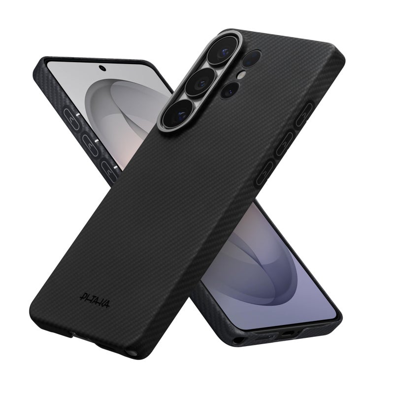 pitaka for S26 Ultra Case, 6.9 Inch, Compatible with MagSafe, Ultra-Slim Samsung Galaxy S26 Ultra Case with Aaron Button, 600D Aramid Fiber Woven [Edge Case - Black/Grey] - Image 1