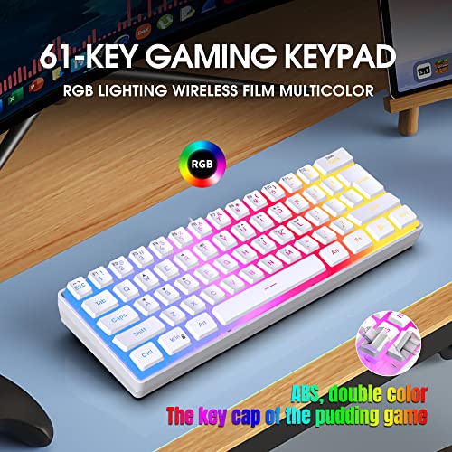 DGG 60% Wired Gaming Keyboard, Pudding Keycaps with Translucent Layer, RGB Backlit Ultra-Compact Small Keyboard, Waterproof Mini Compact 61 Keys Keyboard for PC/Mac Gamer, Typist, Travel, White - Image 3