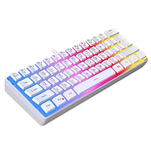 DGG 60% Wired Gaming Keyboard, Pudding Keycaps with Translucent Layer, RGB Backlit Ultra-Compact Small Keyboard, Waterproof Mini Compact 61 Keys Keyboard for PC/Mac Gamer, Typist, Travel, White - Image 1