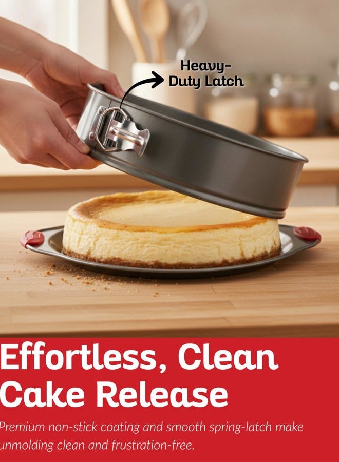 Boxiki Kitchen Springform Pan 25 cm (10 Inch) Nonstick - Leakproof Cheesecake Pan with Removable Bottom, Heavy Gauge Carbon Steel Spring Form Pan with Silicone Handles, Oven Safe Baking Pan - Image 3