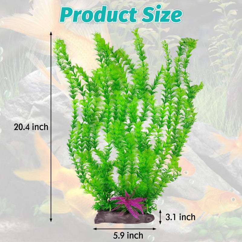 Hamiledyi Aquarium Plastic Plants Aquarium Decor Artificial Fish Tank Plants,Tall Fish Tank Decorations, Extra Large Aquarium Plant 20.4-inch Tall,1PCS - Image 2