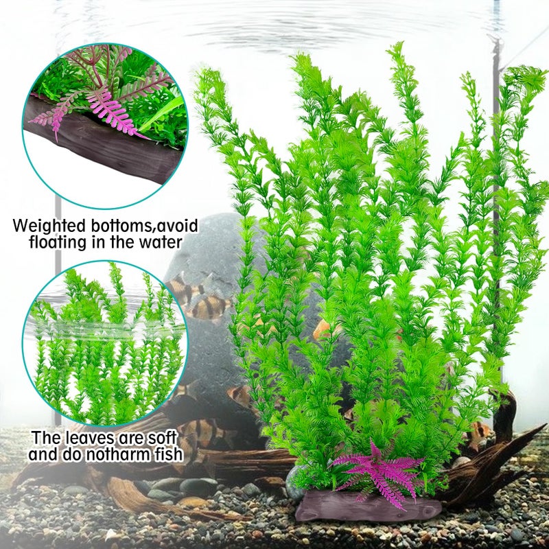 Hamiledyi Aquarium Plastic Plants Aquarium Decor Artificial Fish Tank Plants,Tall Fish Tank Decorations, Extra Large Aquarium Plant 20.4-inch Tall,1PCS - Image 3