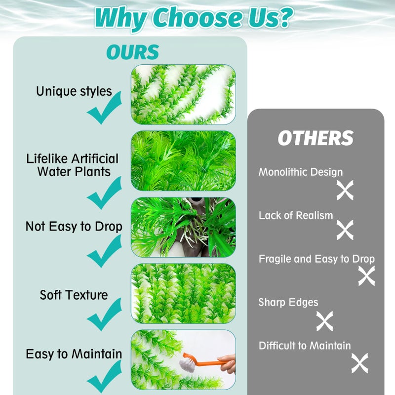 Hamiledyi Aquarium Plastic Plants Aquarium Decor Artificial Fish Tank Plants,Tall Fish Tank Decorations, Extra Large Aquarium Plant 20.4-inch Tall,1PCS - Image 5