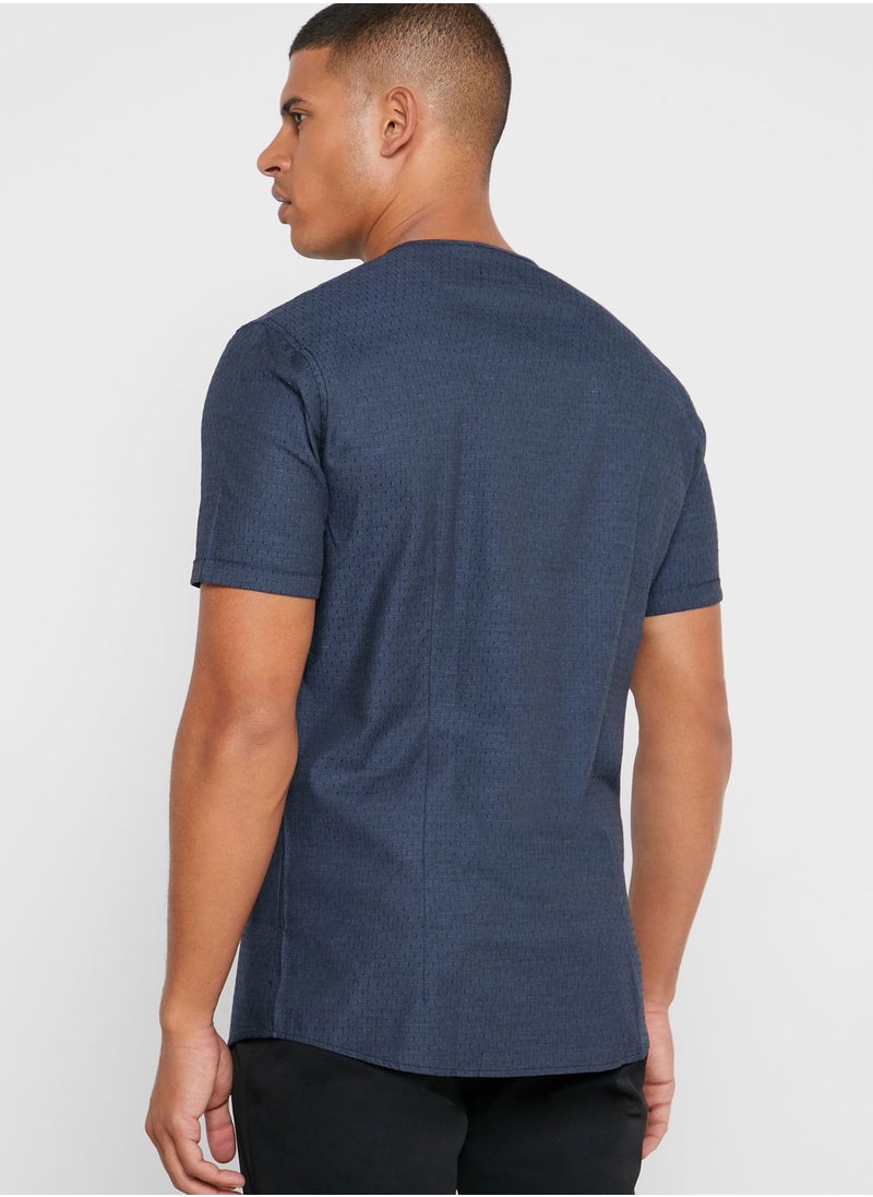 87Origins - Textured Print Regular Fit Shirt - Image 1
