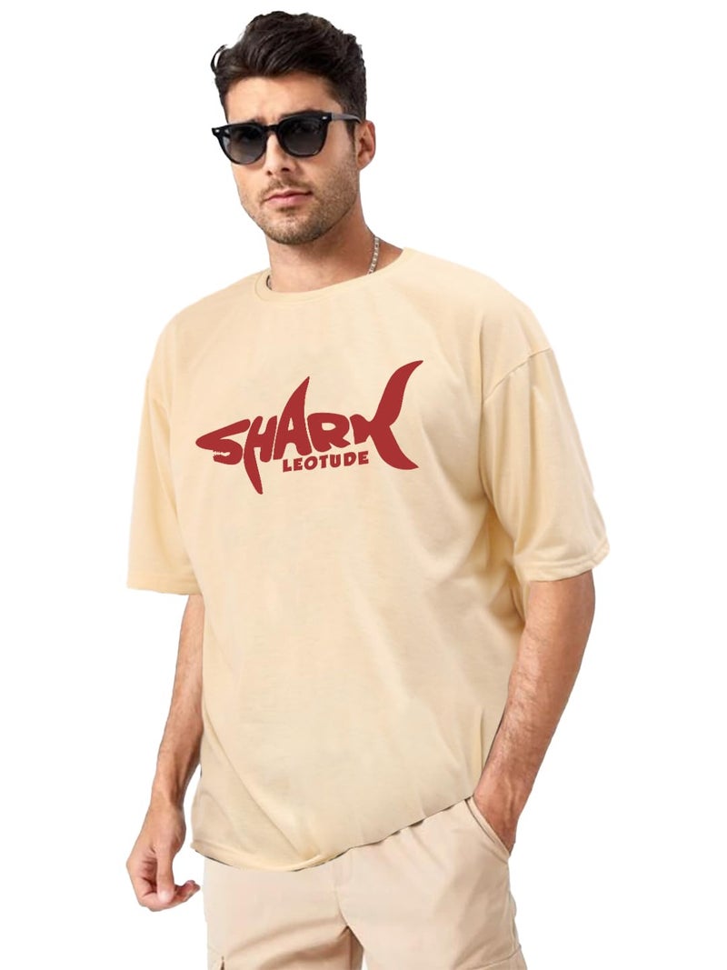 LEOTUDE Men's Oversized Half Sleeve Round Neck T-Shirt (PO3_FS49_Wolf_MSTD_Smile_Shark_P_Multicolor6_XXL) - Image 5