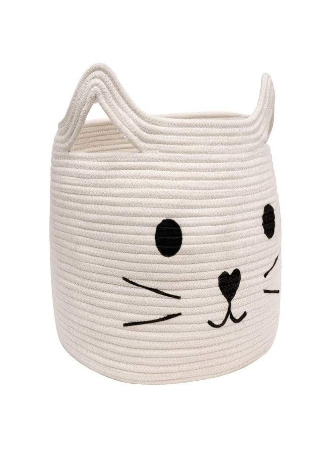 RUGSZONE GOODIE® -Small Cat Storage Basket, Black Cute Basket for Toys, Dog Toy Basket, Woven Rope Basket for Organizing, Empty Gift Basket for Baby, Black, 9.8 x 4 inches (white, 15X11) - Image 1