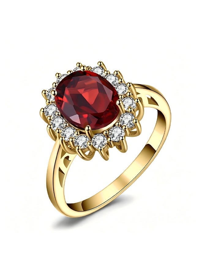 Princess Diana Style Kate Middleton Class Gemstone Birthstone Sapphire Halo Engagement Ring for Women – Adjustable Opening Design, Anniversary Ring - Image 1
