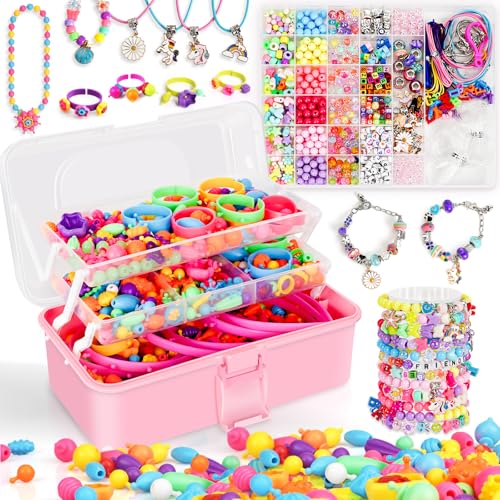 FUNZBO 1600 Pcs Pop Beads with Bracelet Making Kit Jewelry Making Kit Arts and Crafts Necklace Bracelet Ring Snap Set Birthday Valentines Day Gifts - Image 1