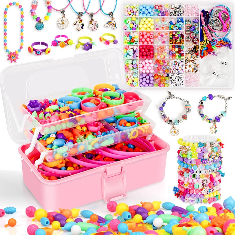 FUNZBO 1600 Pcs Pop Beads with Bracelet Making Kit Jewelry Making Kit Arts and Crafts Necklace Bracelet Ring Snap Set Birthday Valentines Day Gifts - Image 3