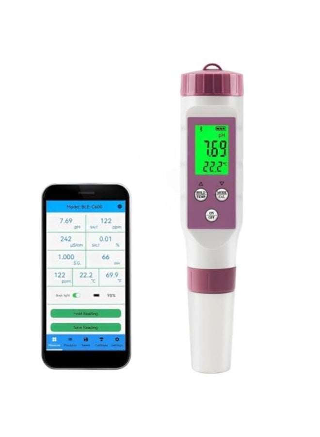 Generic جهاز قياس درجة الحموضة الرقمي 7 في 1 من ساويز، جهاز اختبار جودة المياه عالي الدقة، جهاز اختبار جودة المياه، لمياه الشرب وحوض السمك وحوض السباحة  - Image 1