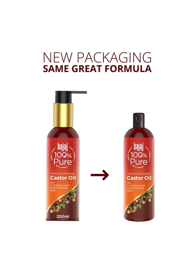 Bajaj - 100% Pure Castor Oil 200Ml, Pure Hair Oil, Natural Cold-Pressed Castor Oil, No Silicones, Paraben Free, Lead Free - Image 1