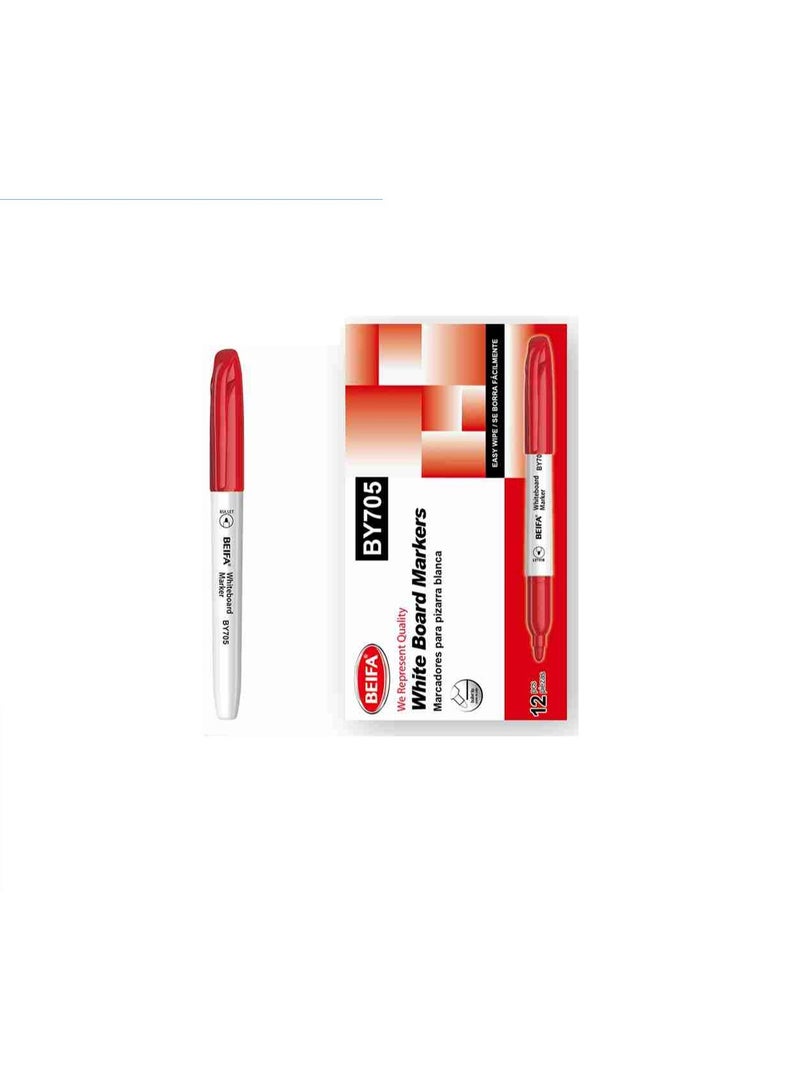 Beifa whiteboard marker round tip red model BY705-03B7
