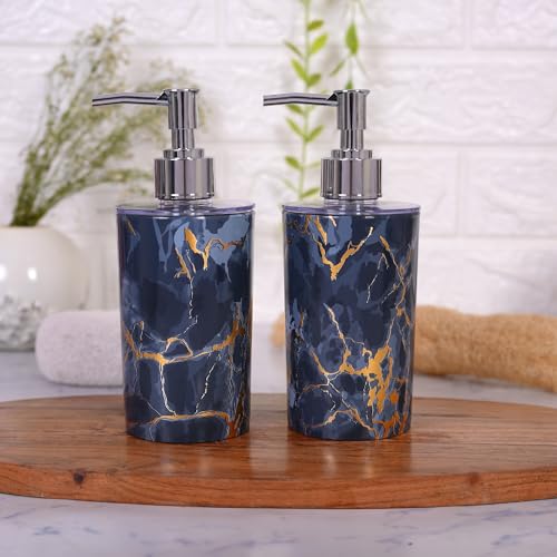 Shenron Refillable Liquid Soap Dispenser, Unbreakable Plastic Dispenser for Sanitizer, Lotion, Shampoo & Handwash Bottle for Kitchen, Bathroom, Shower, Wash Basin, 250ML (Blue, Pack of 2) - Image 1