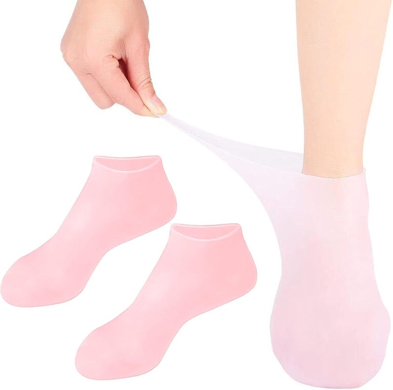 klarako Soft Silicone Socks for Cracked Feet, Moisturizing Rough, for Repairing Softening Dry Feet Skins, Rough, Pink L - Image 2