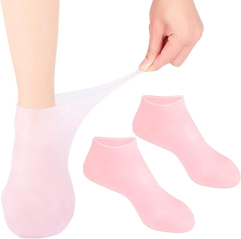 klarako Soft Silicone Socks for Cracked Feet, Moisturizing Rough, for Repairing Softening Dry Feet Skins, Rough, Pink L - Image 3