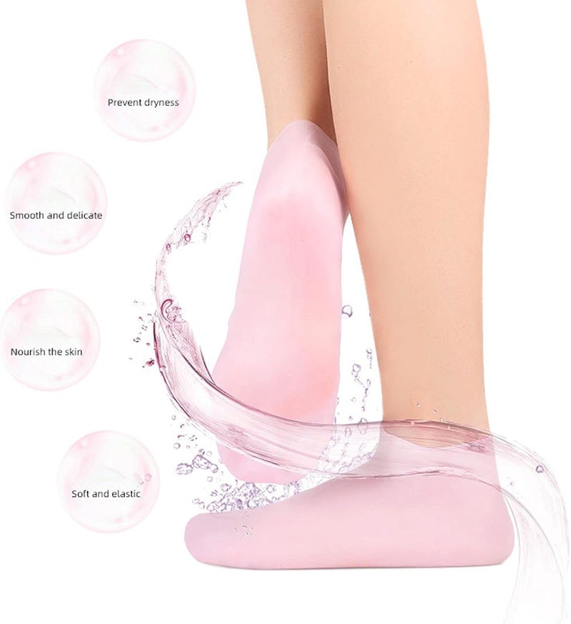 klarako Soft Silicone Socks for Cracked Feet, Moisturizing Rough, for Repairing Softening Dry Feet Skins, Rough, Pink L - Image 4