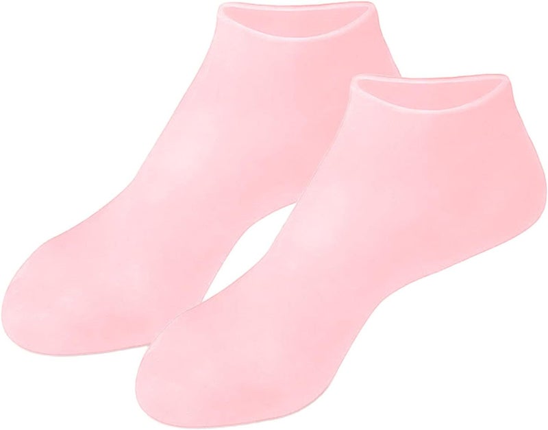klarako Soft Silicone Socks for Cracked Feet, Moisturizing Rough, for Repairing Softening Dry Feet Skins, Rough, Pink L - Image 1