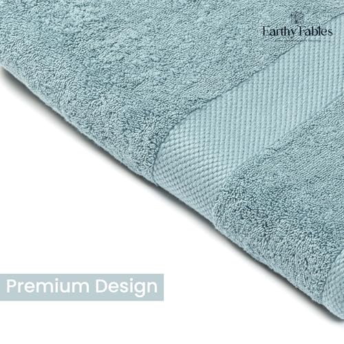 Earthy Fables Premium Face Towels - 100% Combed Cotton, 600 GSM, Ultra Soft, Quick Dry & Highly Absorbent, for Gym, Travel & Acne-Prone Skin, 30x30 cm, Set of 4 (Aqua) - Image 3