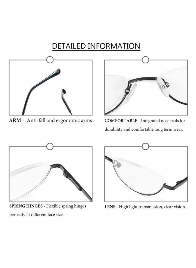 REAVEE Retro Designer Alloy Half Moon Reading Glasses Women 2.5,REAVEE 2-Pack Half Frame Stylish Slim Reader with Pouch, Red and Gun Grey - Image 3