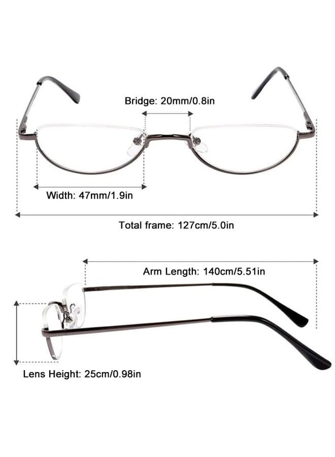 REAVEE Retro Designer Alloy Half Moon Reading Glasses Women 2.5,REAVEE 2-Pack Half Frame Stylish Slim Reader with Pouch, Red and Gun Grey - Image 2