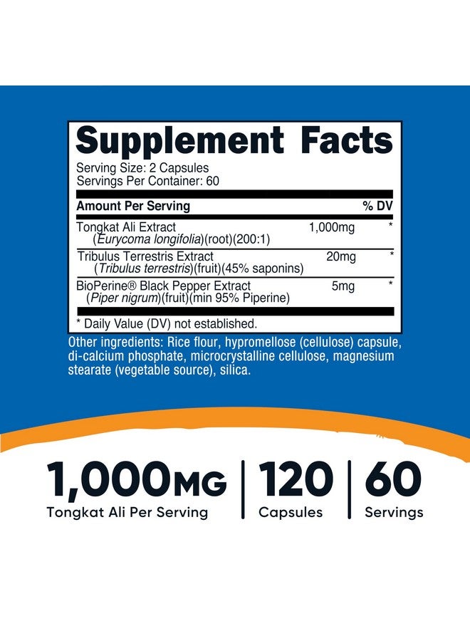 نيوتريكوست تونغكات علي ١٠٠٠ مجم ١٢٠ كبسولة - مع تريبولوس تيريستريس وبيوبيرين، كبسولات نباتية، غير معدلة وراثيًا، خالية من الغلوتين، مستخلص فعال - Image 2