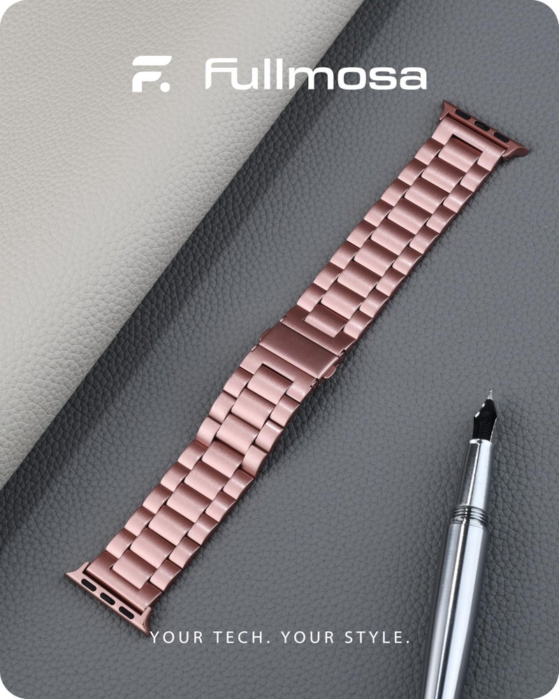 Fullmosa Metal Band Compatible with Apple Watch Bands 41mm 40mm 38mm, iWatch Band with Case for Apple Watch Series 9 8 7 6 5 4 3 2 1 SE3/2/1, Rose Pink - Image 2