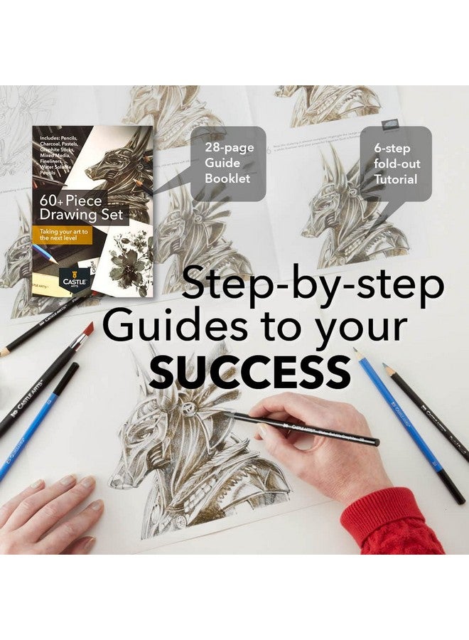 Castle Art Supplies Comprehensive Drawing And Sketching Set Graphite And Charcoal Pencils With 28Page Booklet And Sketchpads - Image 5