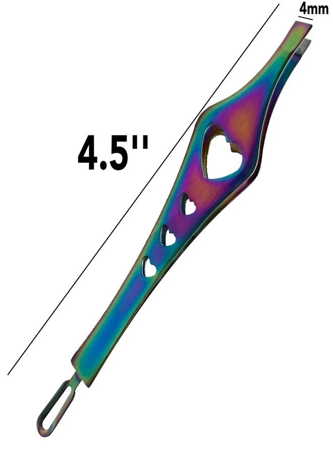 ALAZCO 2 in 1 Rainbow Double Ended Tweezers Sharp Slant Precision Tweezer for Eyebrows & Ingrown Hair Removal Skin Care Tool Blackhead Pimple Comedone Remover (2pc) - Image 2