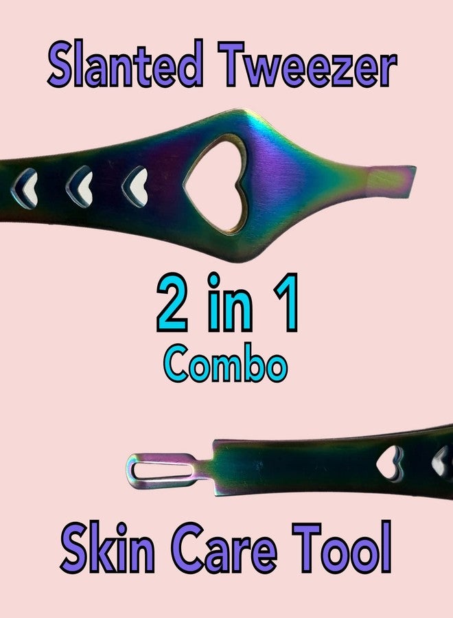 ALAZCO 2 in 1 Rainbow Double Ended Tweezers Sharp Slant Precision Tweezer for Eyebrows & Ingrown Hair Removal Skin Care Tool Blackhead Pimple Comedone Remover (2pc) - Image 3