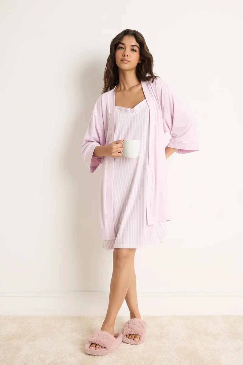 ديفاكتو Regular Fit Wrap Collar Robe