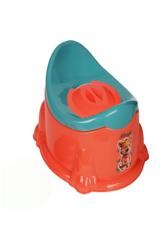 Zerya Apple Potty Toilet Trainer Seat with Removable Bowl And Closing Lid and High Back Support for 6-18 Month Toddler Boys Girls (Orange) - Image 1