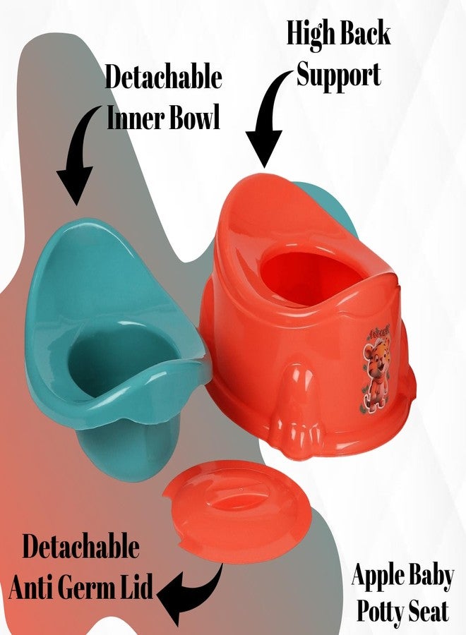 Zerya Apple Potty Toilet Trainer Seat with Removable Bowl And Closing Lid and High Back Support for 6-18 Month Toddler Boys Girls (Orange) - Image 4