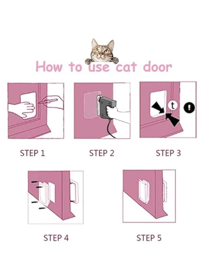 TRASSLE Thin Cat Door for Windows, Pet Doors and Sliding Door, Safety Pet Door with 4 Way Lock, Weatherproof Cat Flap for Thin Door and Wall - Image 5