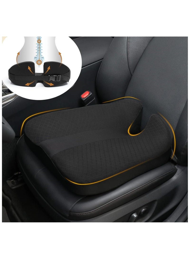 Black Memory Foam Seat Cushion for Sciatica Tailbone Pain Relief Ergonomic Office Chair Car Truck Seat Pad with Non-Slip Bottom Improves Posture Vision - Image 1