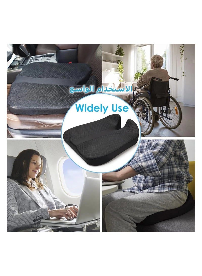 Black Memory Foam Seat Cushion for Sciatica Tailbone Pain Relief Ergonomic Office Chair Car Truck Seat Pad with Non-Slip Bottom Improves Posture Vision - Image 2